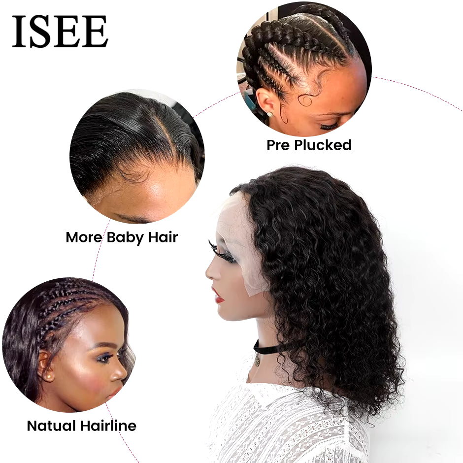 Water Wave Bob Human Hair Wigs Brazilian Water Wave Bob Wigs  HAIR 4X4 Lace Closure Wigs Short Bob Lace Front Wigs for Women