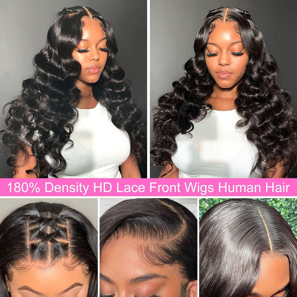 13X6 HD Body Wave Lace Front Wigs Human Hair 30Inch Pre Plucked Glueless Wigs Human Hair Pre Plucked with Baby Hair Brazilian Virgin Human Hair Lace Front Wigs