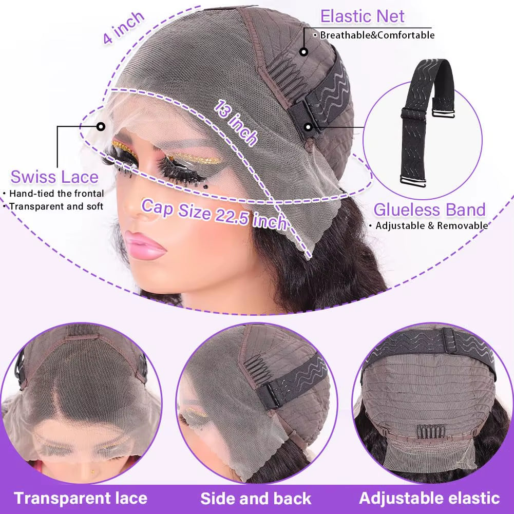 Body Wave Short Bob 13X6 Transparent Lace Front Human Hairwigs 13X4 HD Pre Plucked Lace Frontal Wig for Women 200%