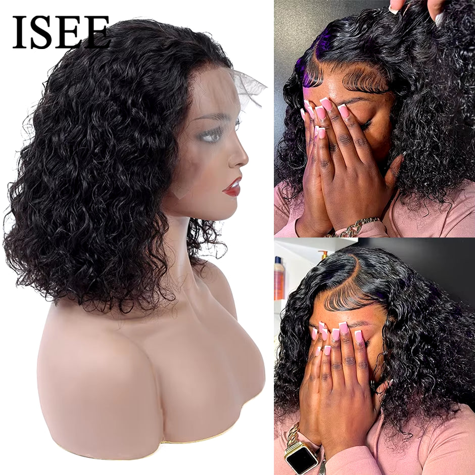 Water Wave Bob Human Hair Wigs Brazilian Water Wave Bob Wigs  HAIR 4X4 Lace Closure Wigs Short Bob Lace Front Wigs for Women