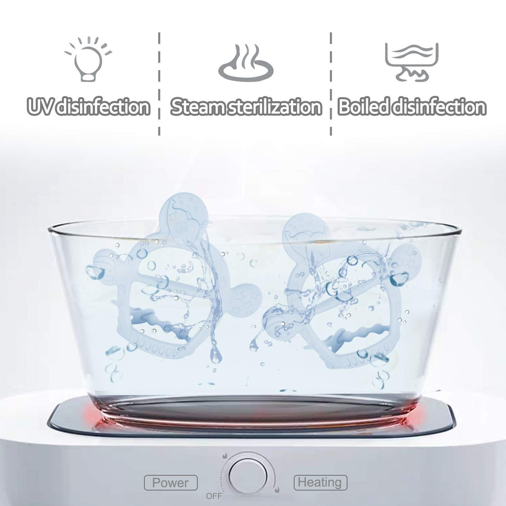 【Never Drop from Hand】 HEORSHE Baby Teething Toys for 1 Year Old Baby Boy Teethers for Infants Toddlers Silicone Molars Adjustable Chew Toys for Babies Boy 3 4 5 6 7 8 9 10 11 12 Months (Blue)