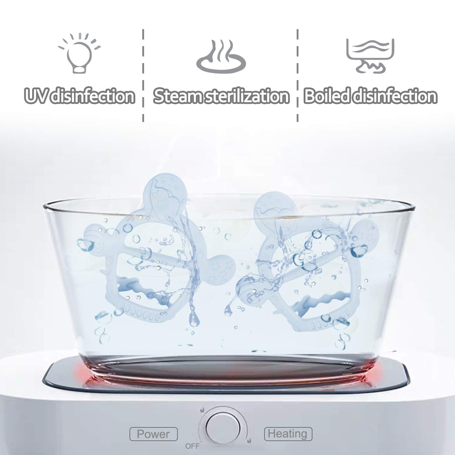 【Never Drop from Hand】 HEORSHE Baby Teething Toys for 1 Year Old Baby Boy Teethers for Infants Toddlers Silicone Molars Adjustable Chew Toys for Babies Boy 3 4 5 6 7 8 9 10 11 12 Months (Blue)