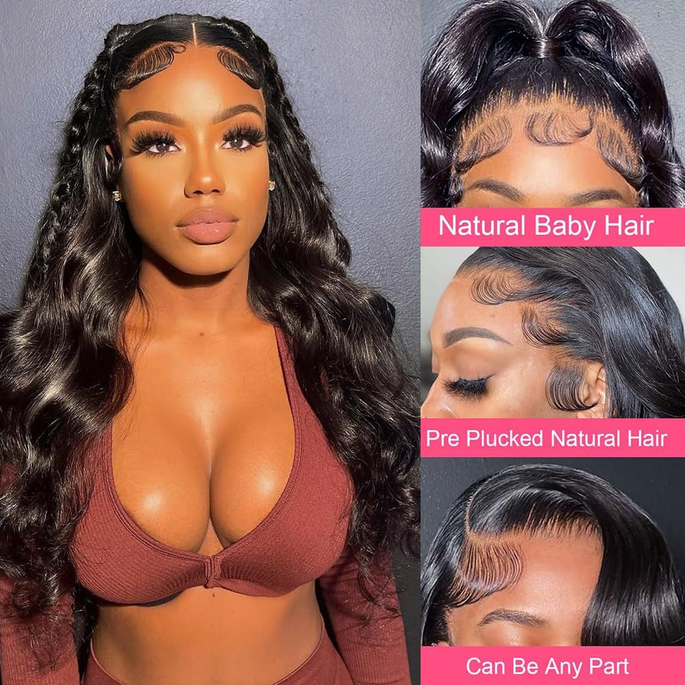 13X6 HD Body Wave Lace Front Wigs Human Hair 30Inch Pre Plucked Glueless Wigs Human Hair Pre Plucked with Baby Hair Brazilian Virgin Human Hair Lace Front Wigs